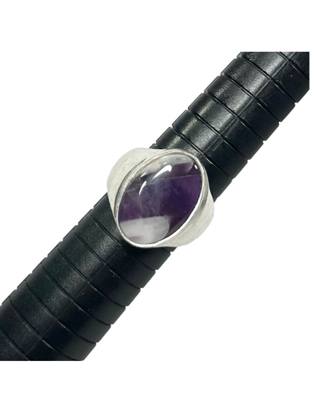Chevron Amethyst 925 Unisex Gemstone Ring size 8
